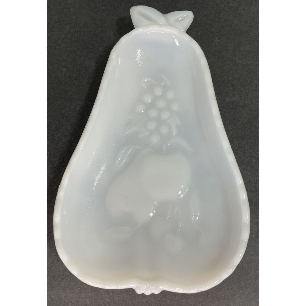 Vintage 1950s Hazel Atlas Pear Shaped Milk Glass Candy Dish